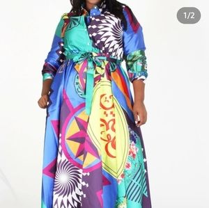 Printed Maxi dress Multi Color sz: 3X